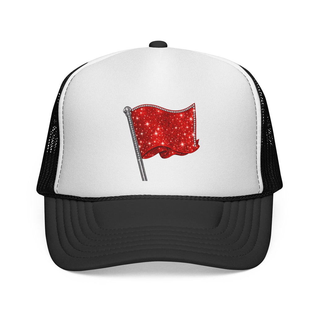 Red Glitter Flag Trucker Cap