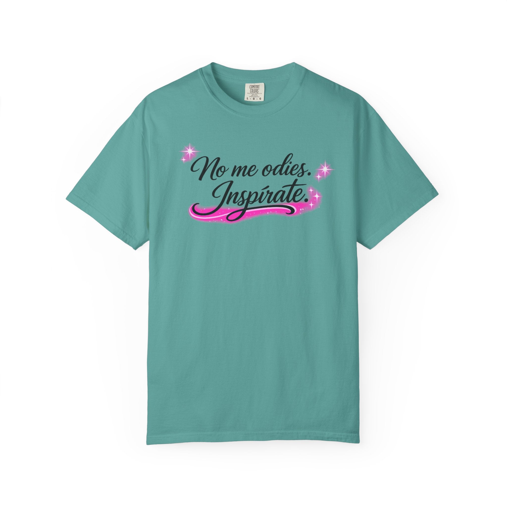 Inspirate Spanish Quote T-Shirt — “No me odies. Inspirate.” Pink Script Tee