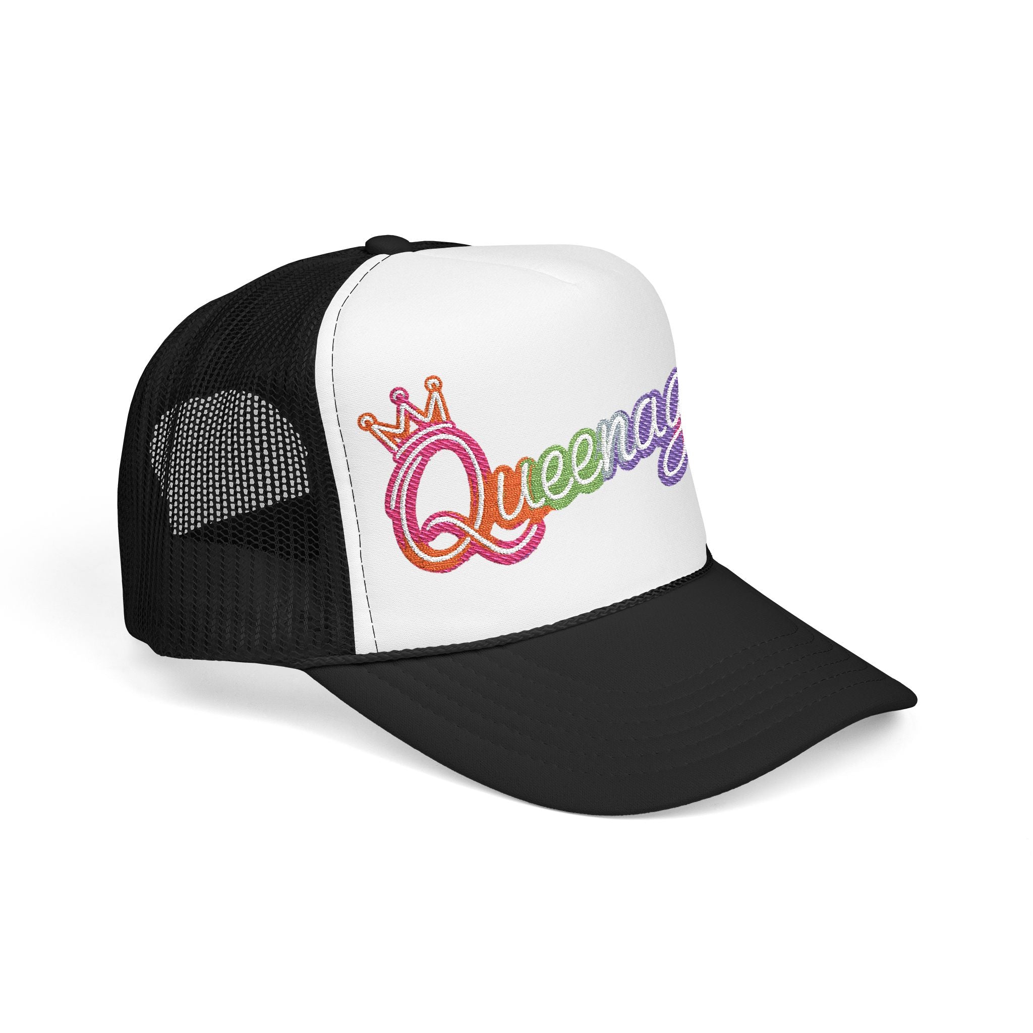 Queentager Trucker Hat — Glitter 'Queenager' Foam Mesh Cap