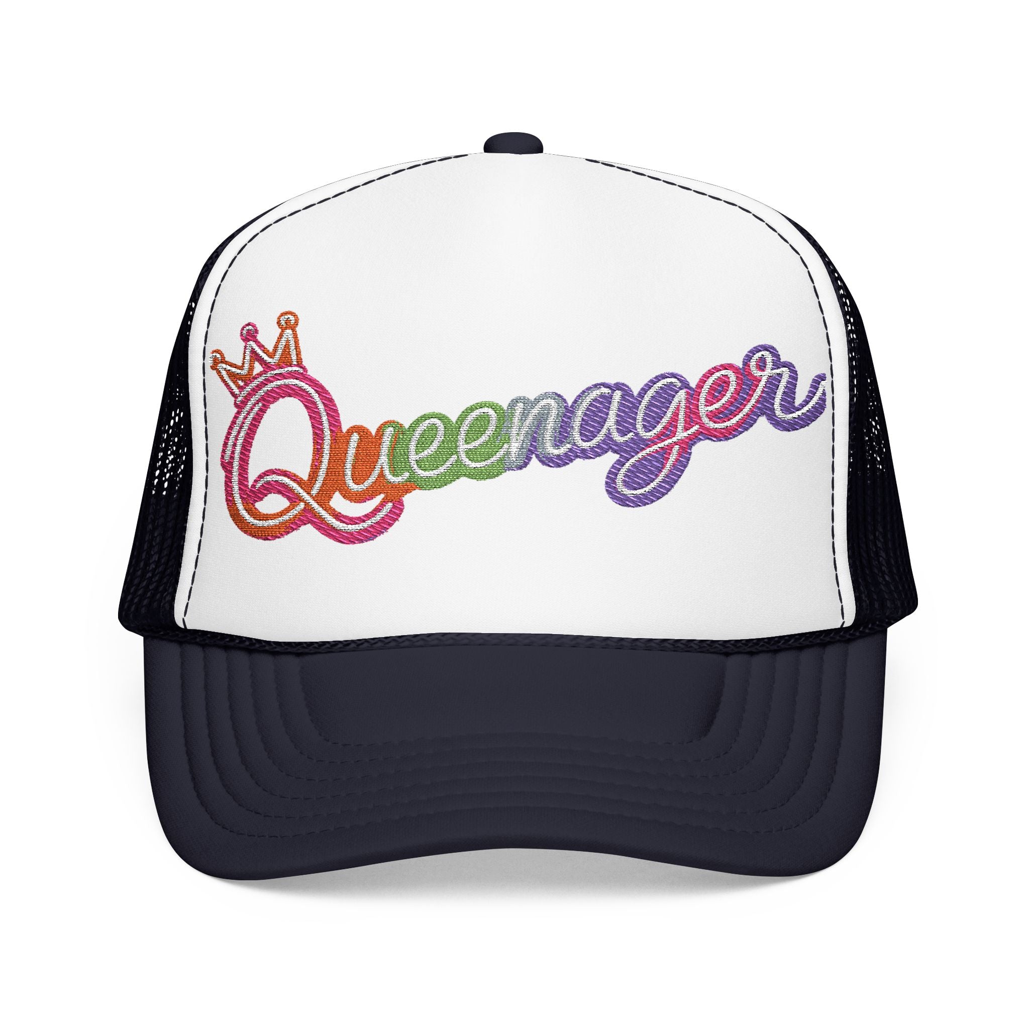 Queentager Trucker Hat — Glitter 'Queenager' Foam Mesh Cap