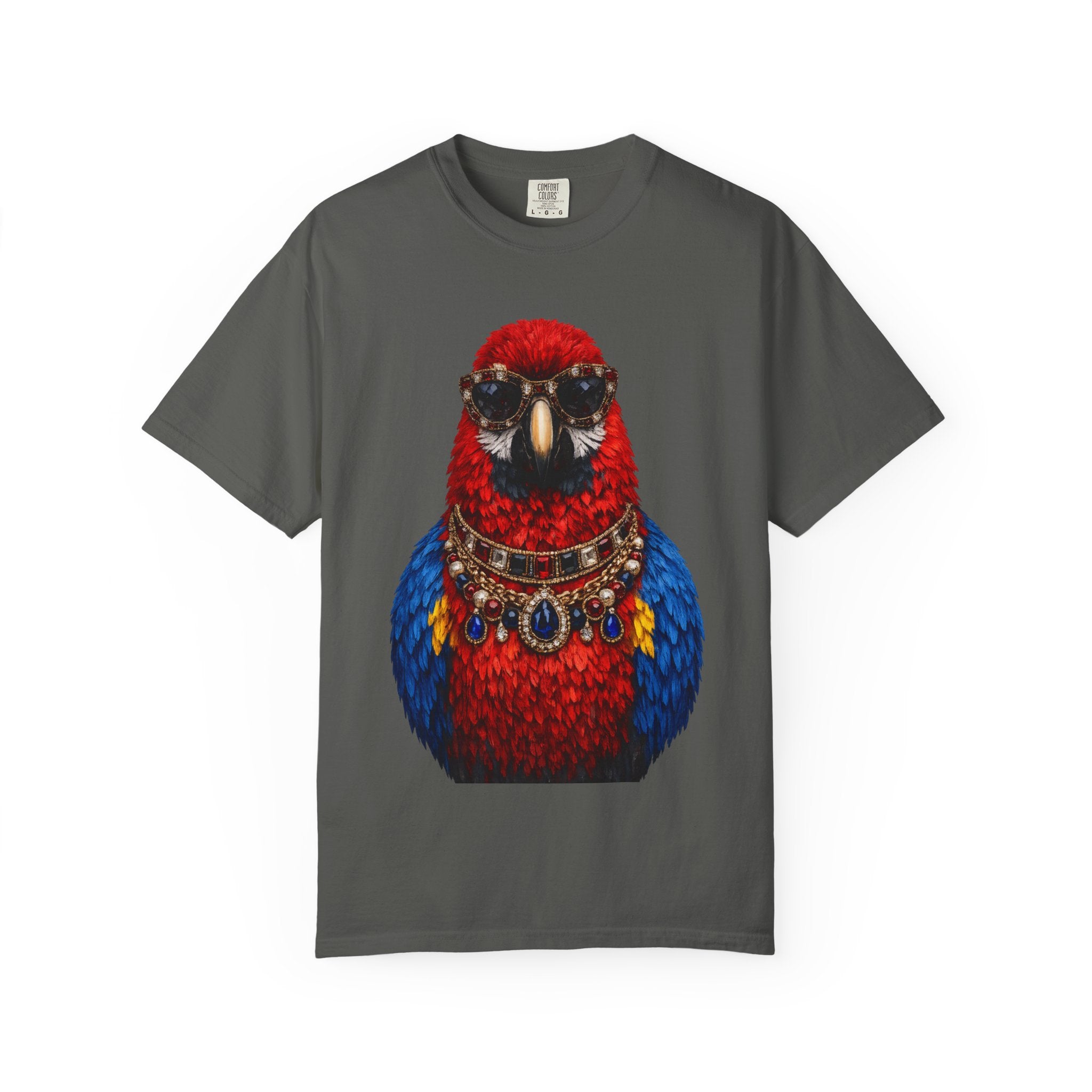 Parrot Portrait T-Shirt — Regal Red & Blue Parrot Graphic Tee