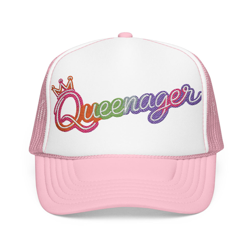 Queentager Trucker Hat — Glitter 'Queenager' Foam Mesh Cap