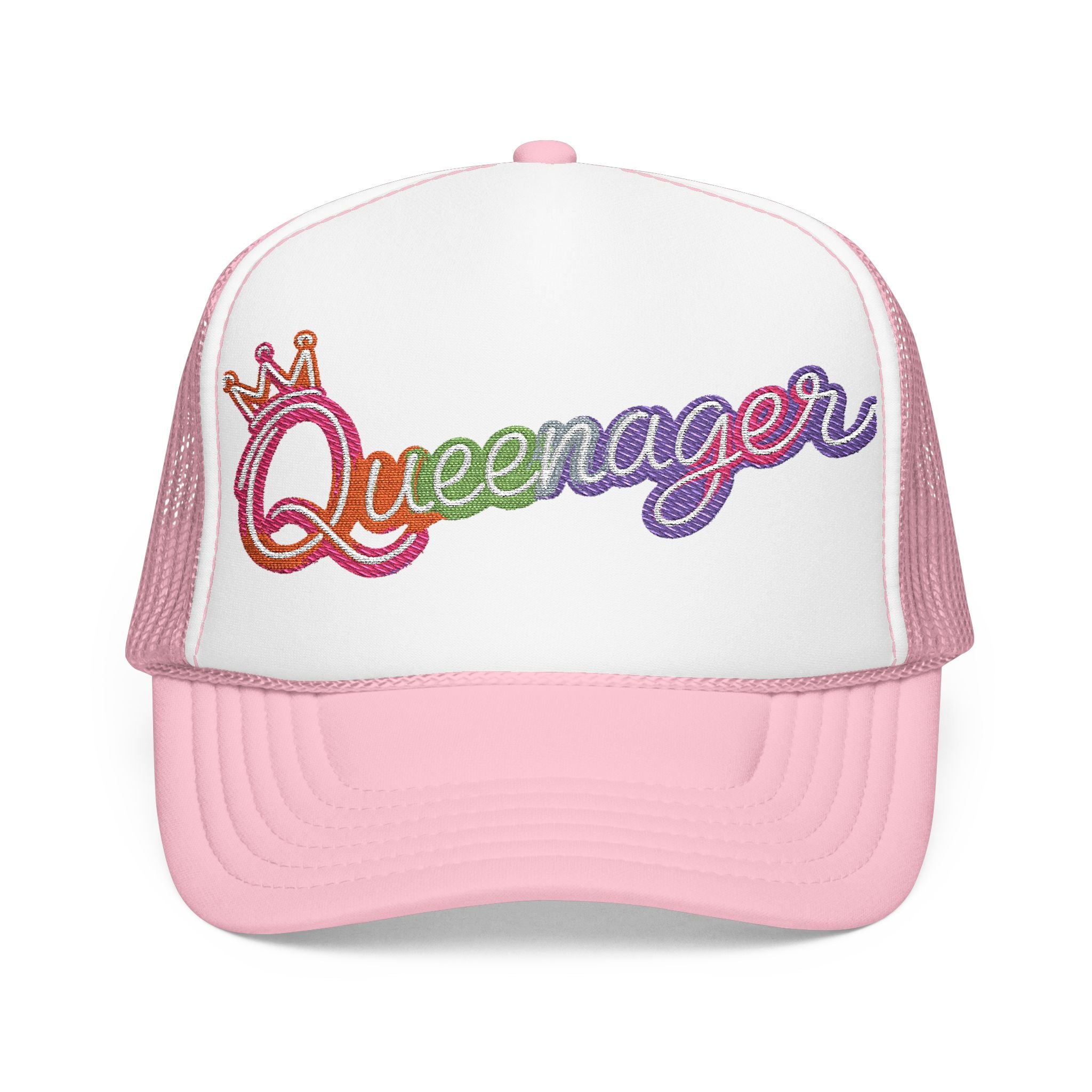 Queentager Trucker Hat — Glitter 'Queenager' Foam Mesh Cap