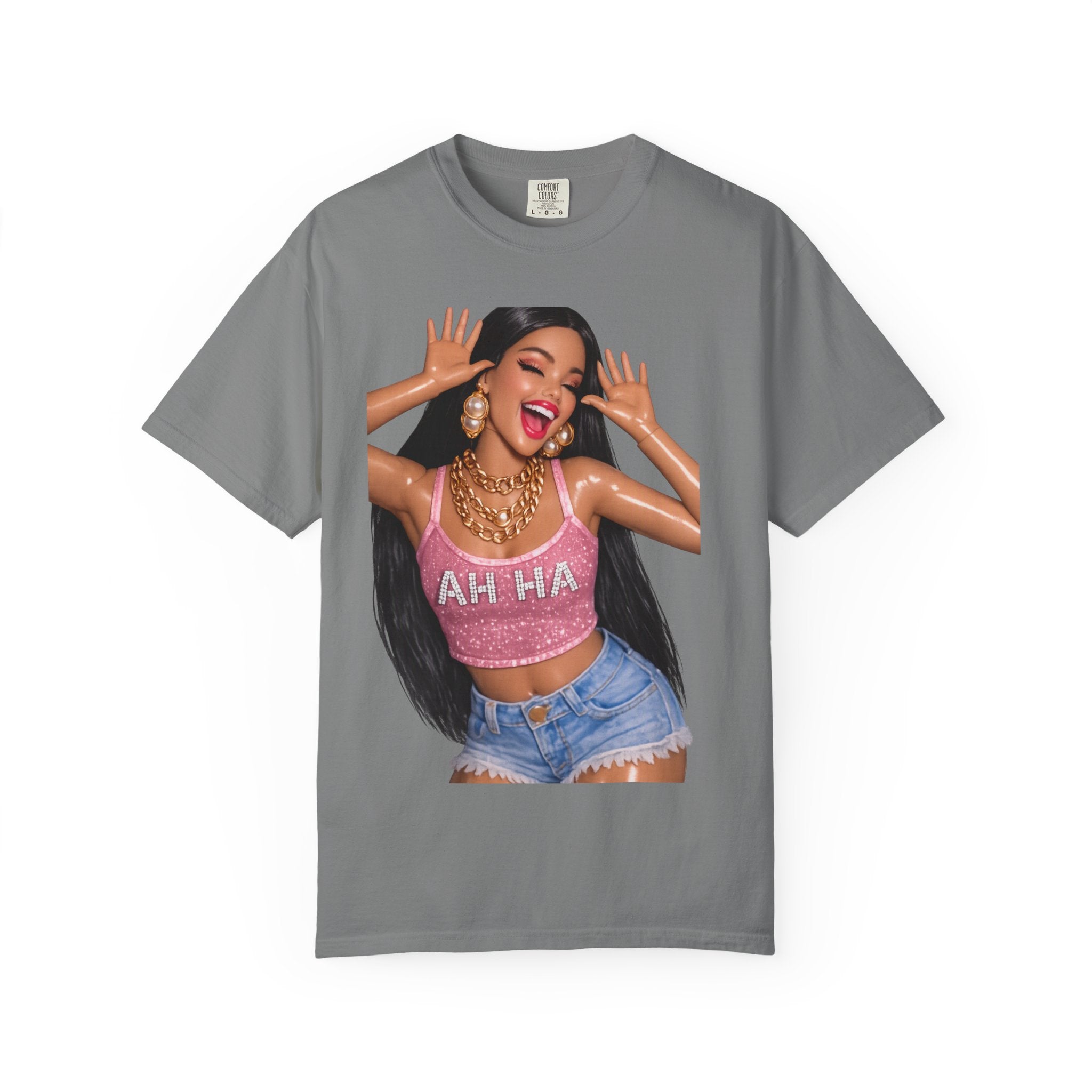 Graphic Tee — 'AH HA' Diva Illustration Crop Top Design