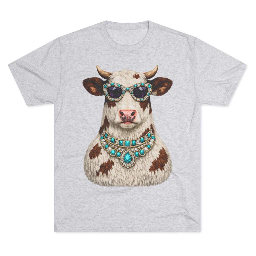 Cow with Sunglasses & Turquoise Necklace T-Shirt — Quirky Western Farm Animal Tee
