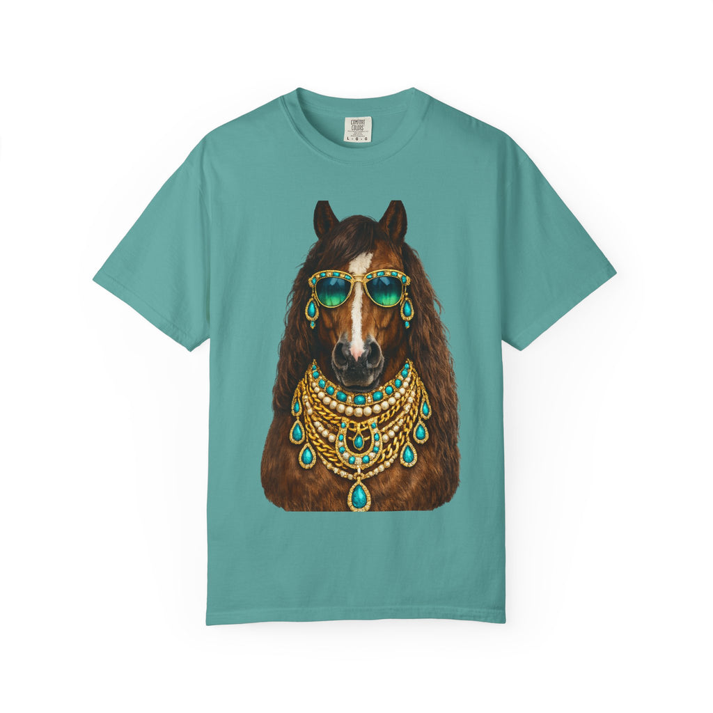 Boho Horse Graphic T-Shirt with Turquoise Jewelry Design