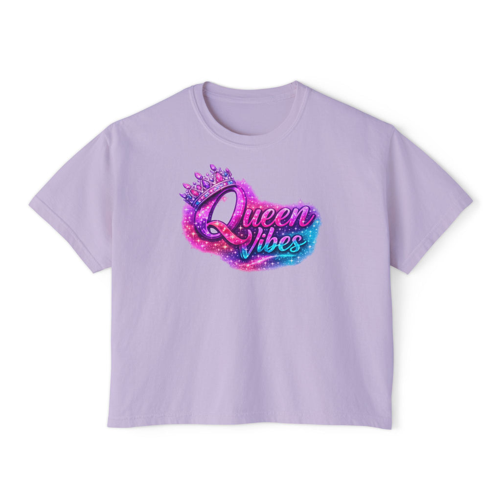 Queen Vibes Boxy Tee — "Pretty Pretty" Crown Graphic Women's Crop Shirt