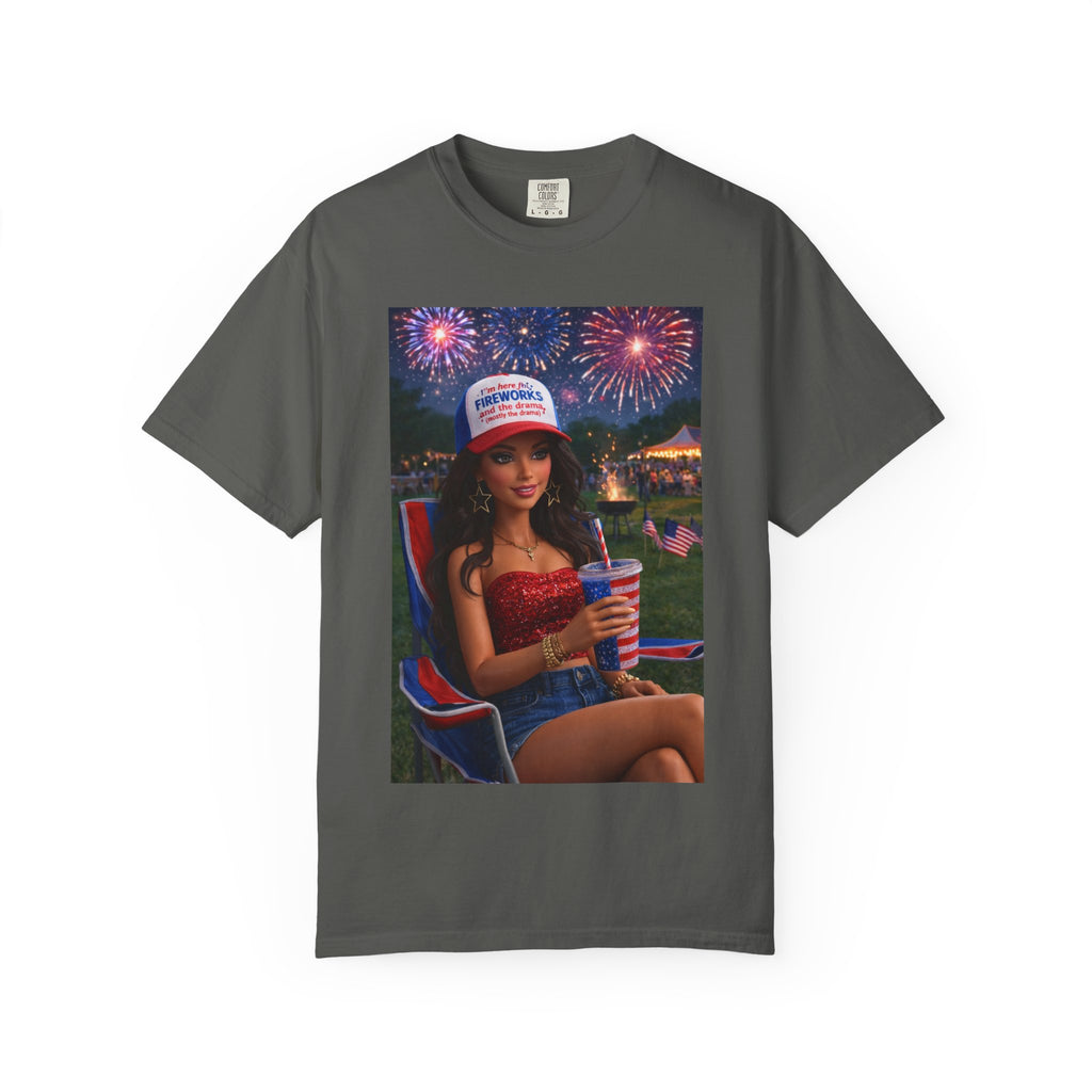 Independence Day Patriotic Graphic T-Shirt — 'Pretty Petty' Fireworks Design