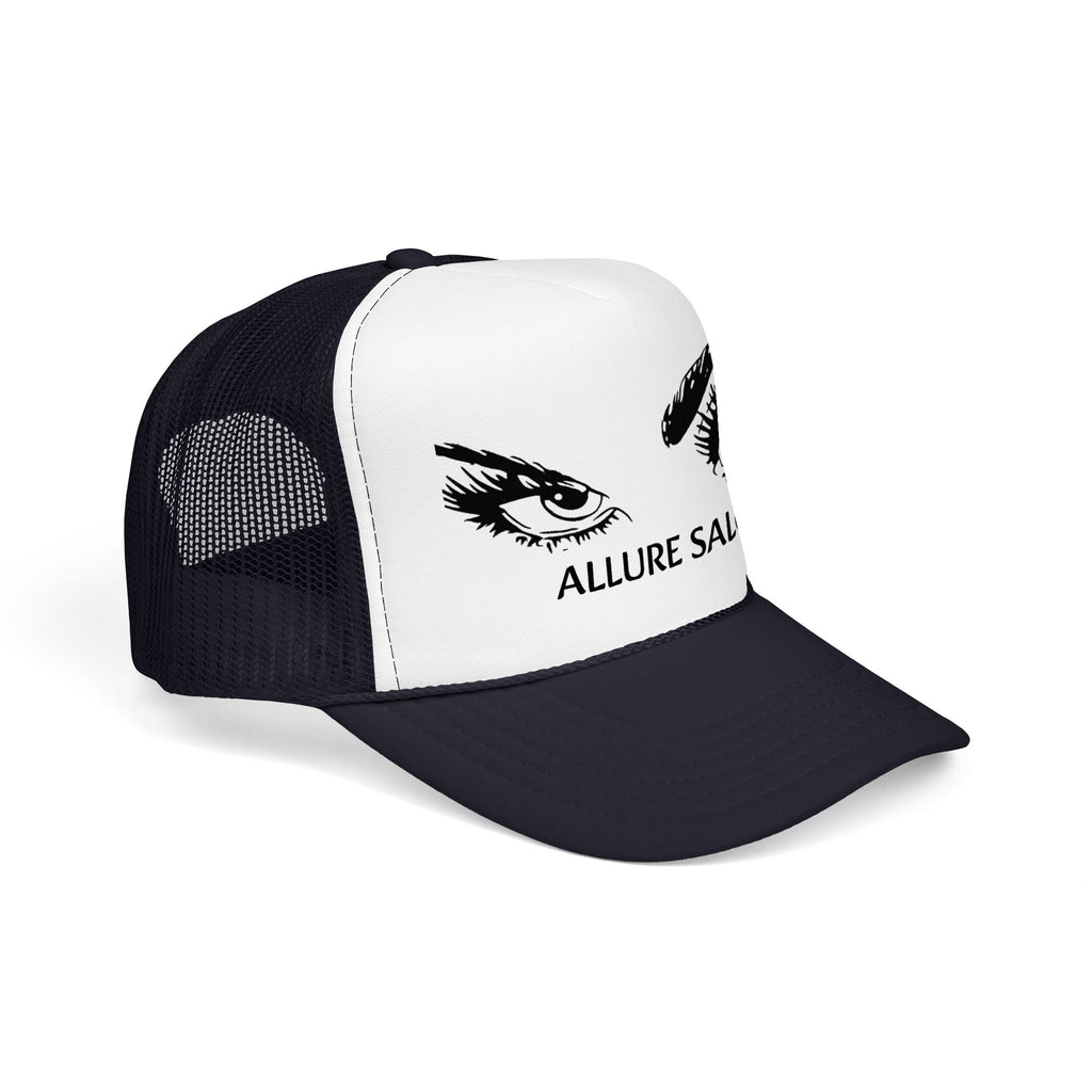 Allure Salon Trucker Hat — Embroidered Eye Logo Foam Cap