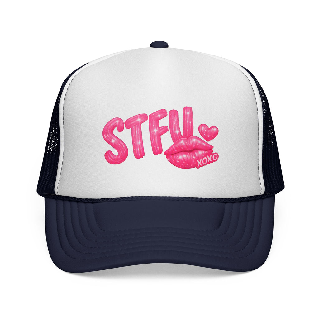 STFU Kiss Trucker Cap - Pink Lip Graphic Mesh Hat