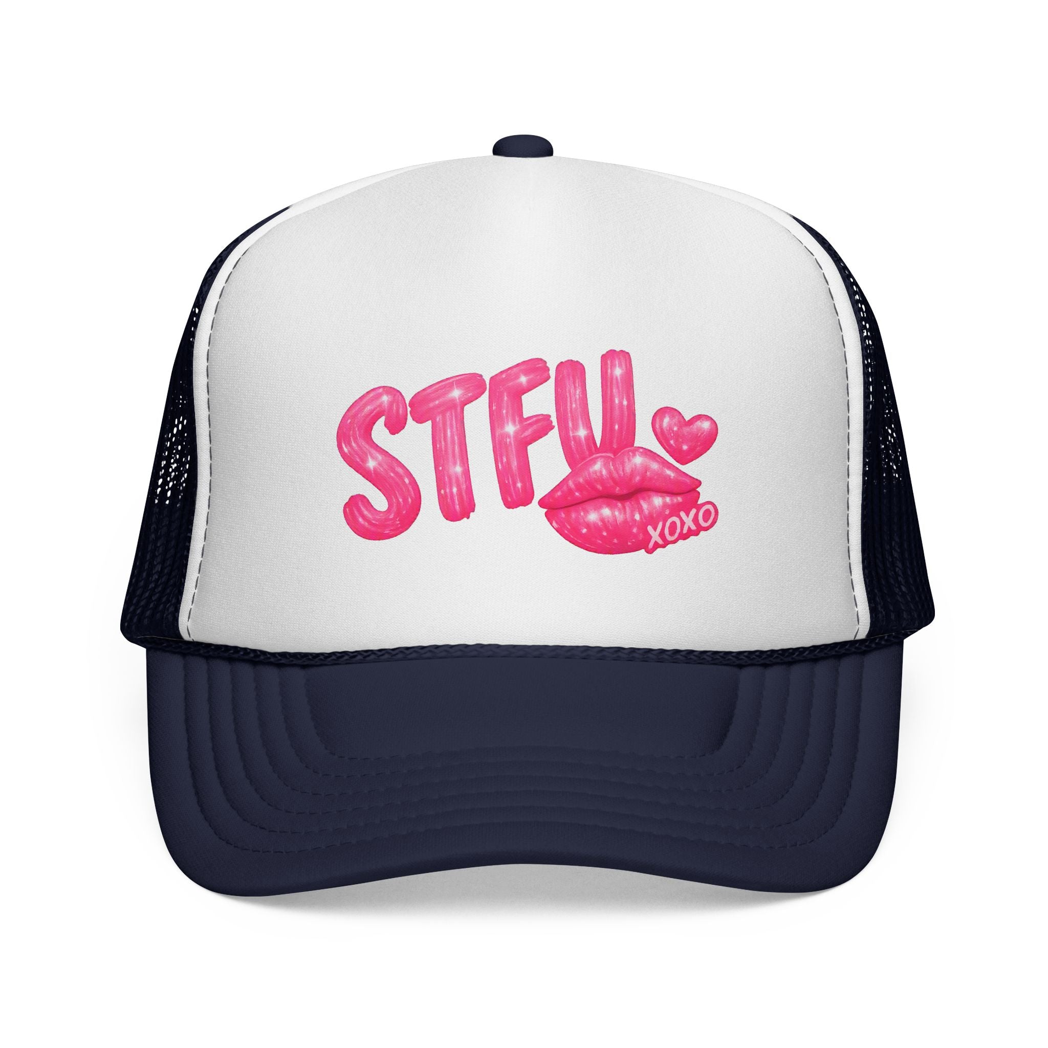 STFU Kiss Trucker Cap - Pink Lip Graphic Mesh Hat