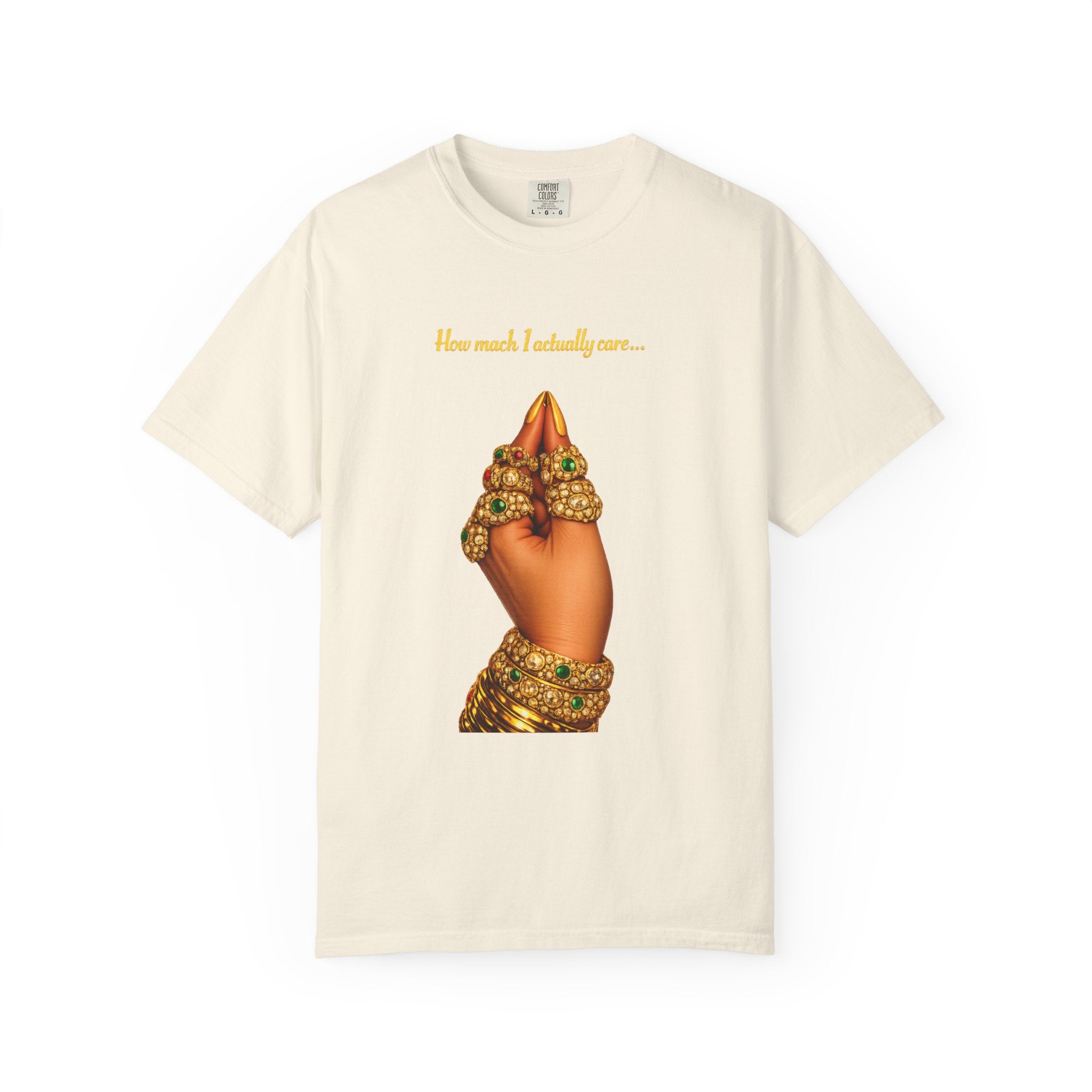 Hand Gesture T-Shirt — "How Much I Loveth You" Gold Jewels Graphic