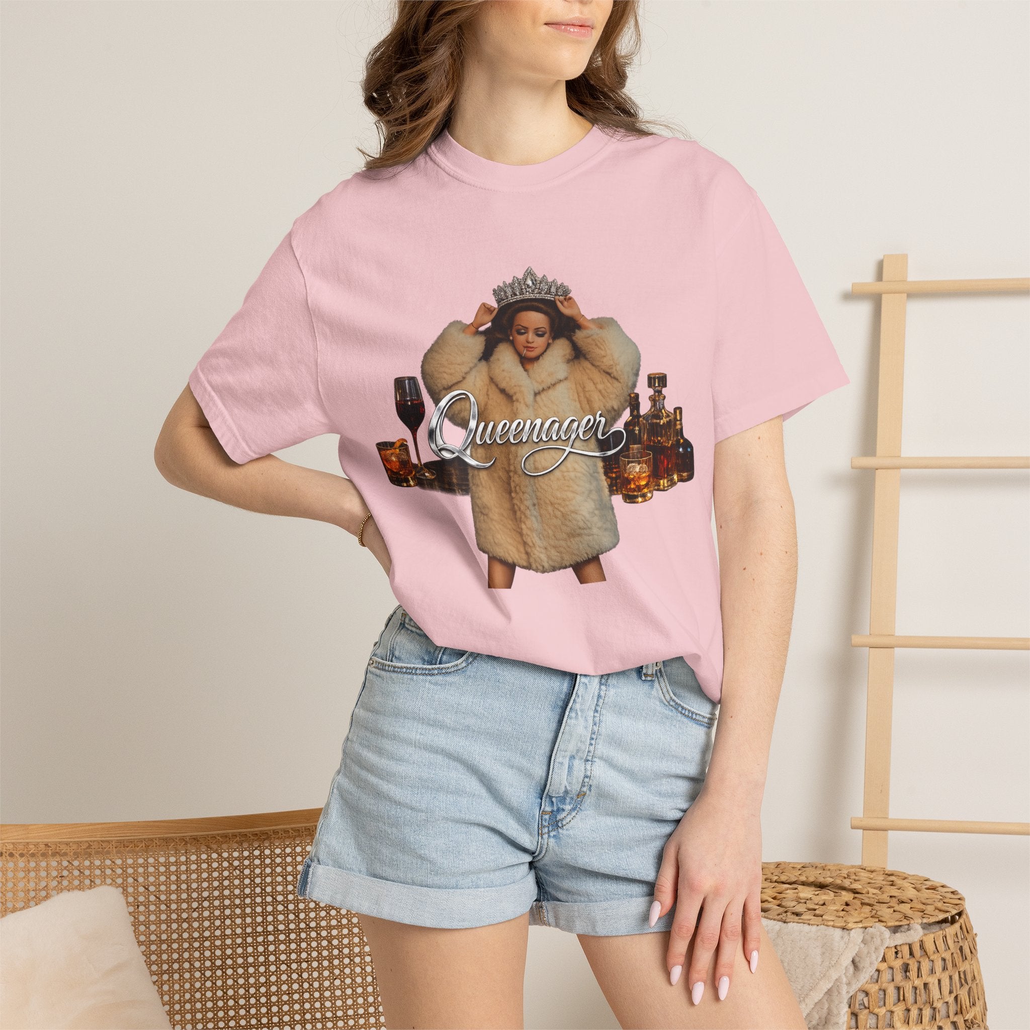 Queenmom Graphic T-Shirt — "Queenie" Crowned Fur Design
