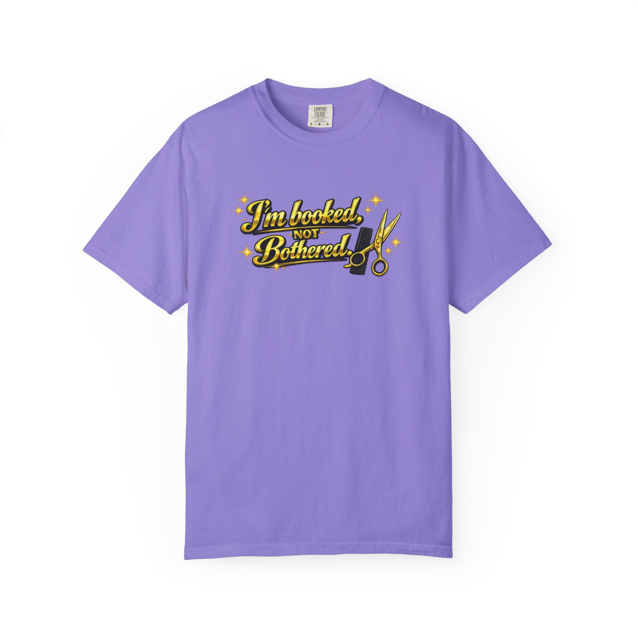 I'm Booked Not Bittered Barber T‑Shirt — Vintage Barber Scissors Design