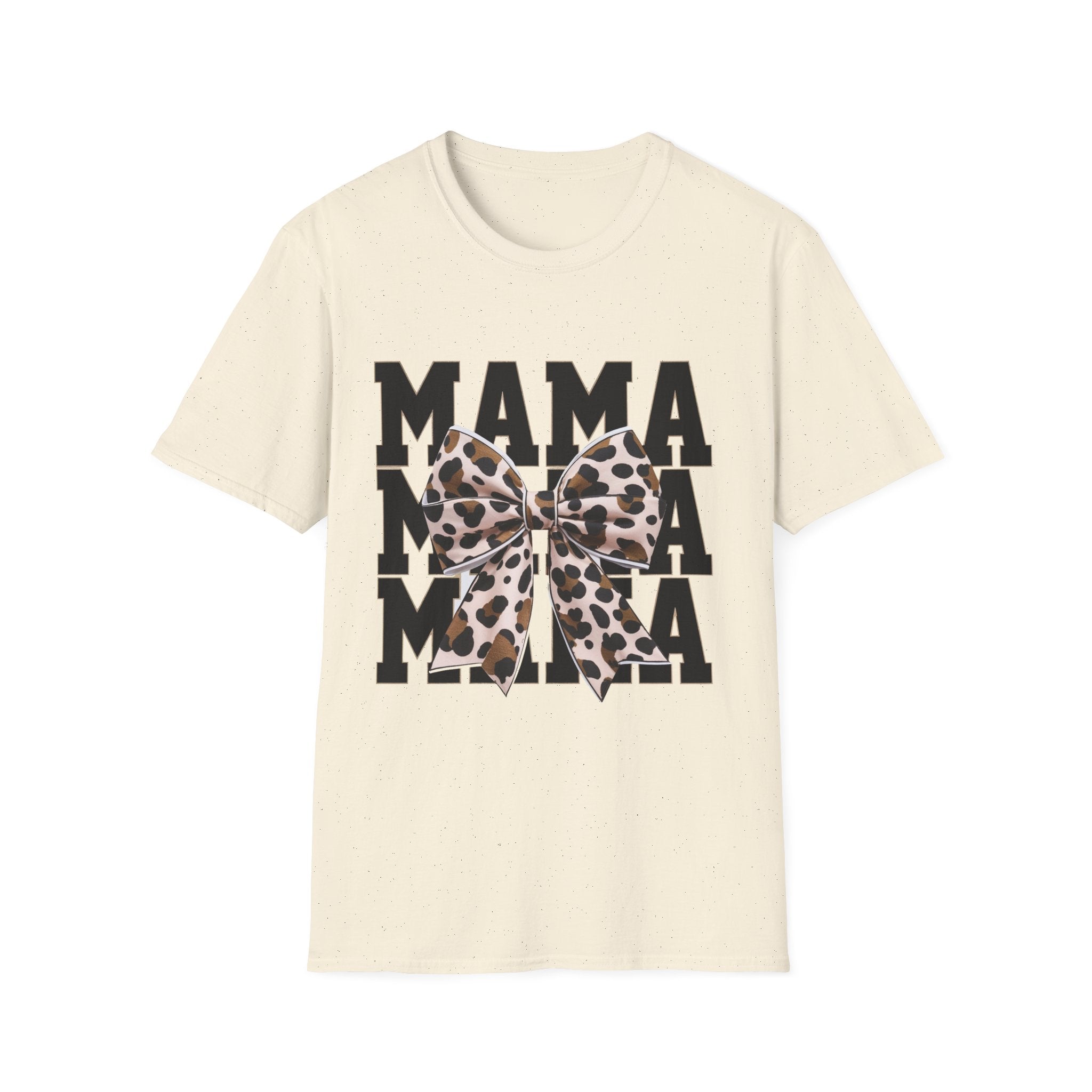 Mama Leopard Bow T-Shirt — Graphic Mama Tee for Moms, Mother's Day Gift