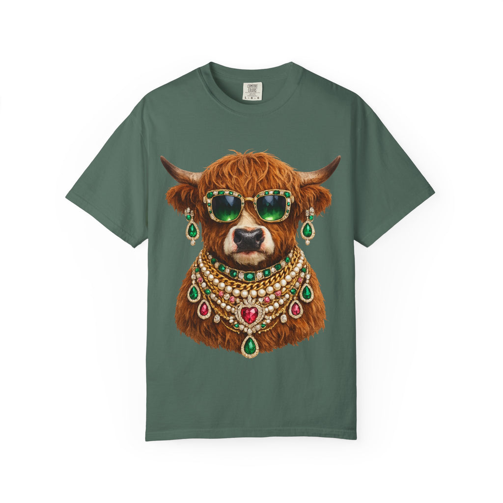 Jeweled Highland Cow Sunglasses T-Shirt
