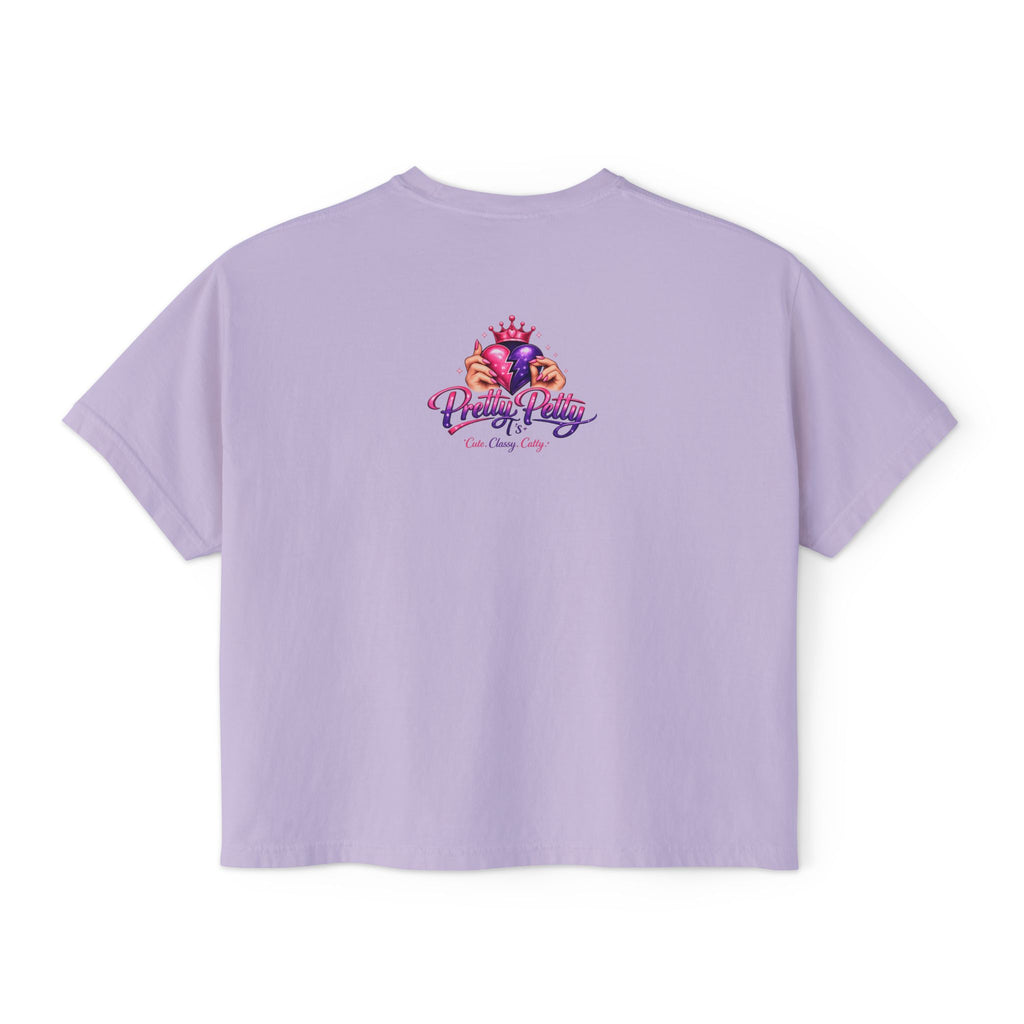 Queen Vibes Boxy Tee — "Pretty Pretty" Crown Graphic Women's Crop Shirt