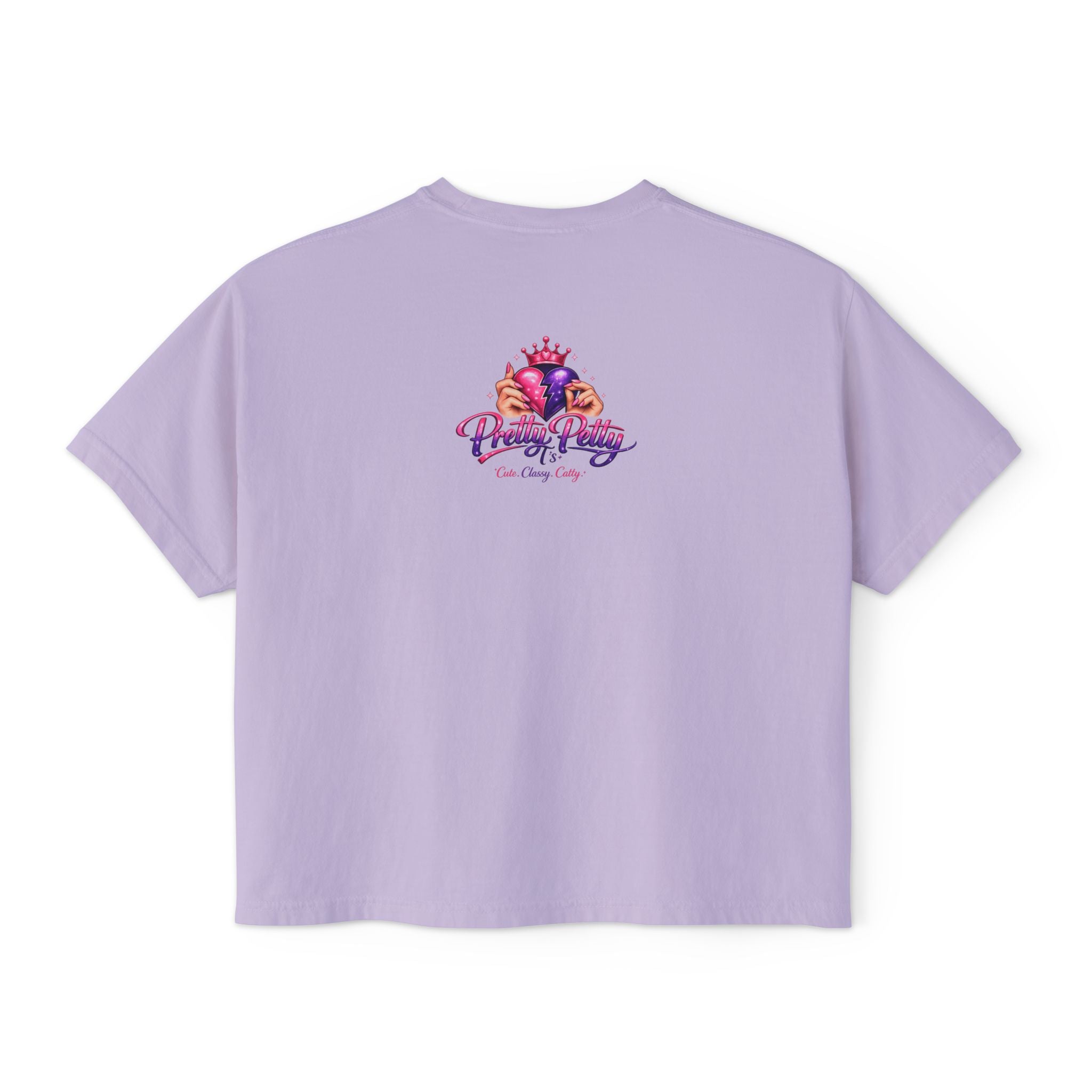 Queen Vibes Boxy Tee — "Pretty Pretty" Crown Graphic Women's Crop Shirt