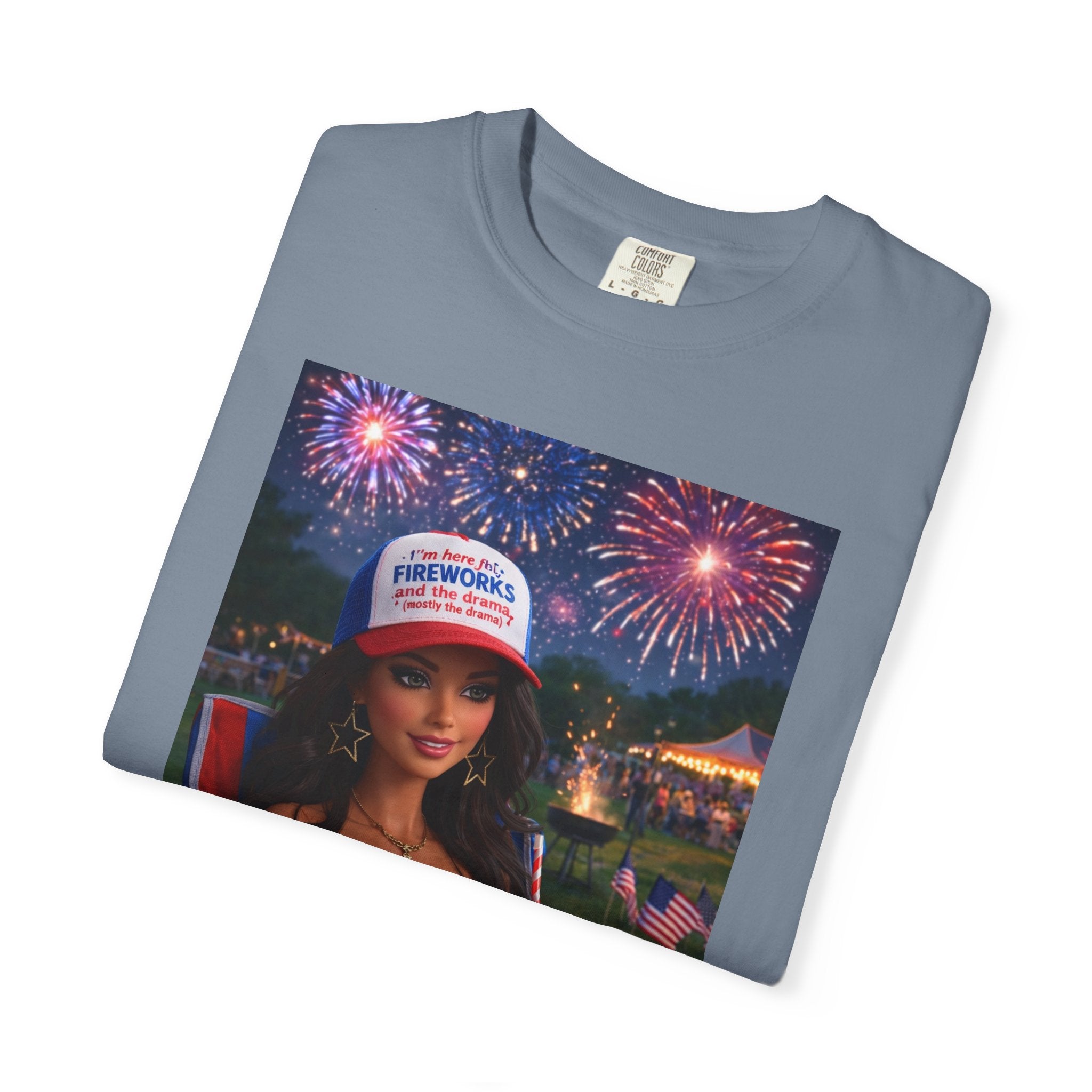 Independence Day Patriotic Graphic T-Shirt — 'Pretty Petty' Fireworks Design