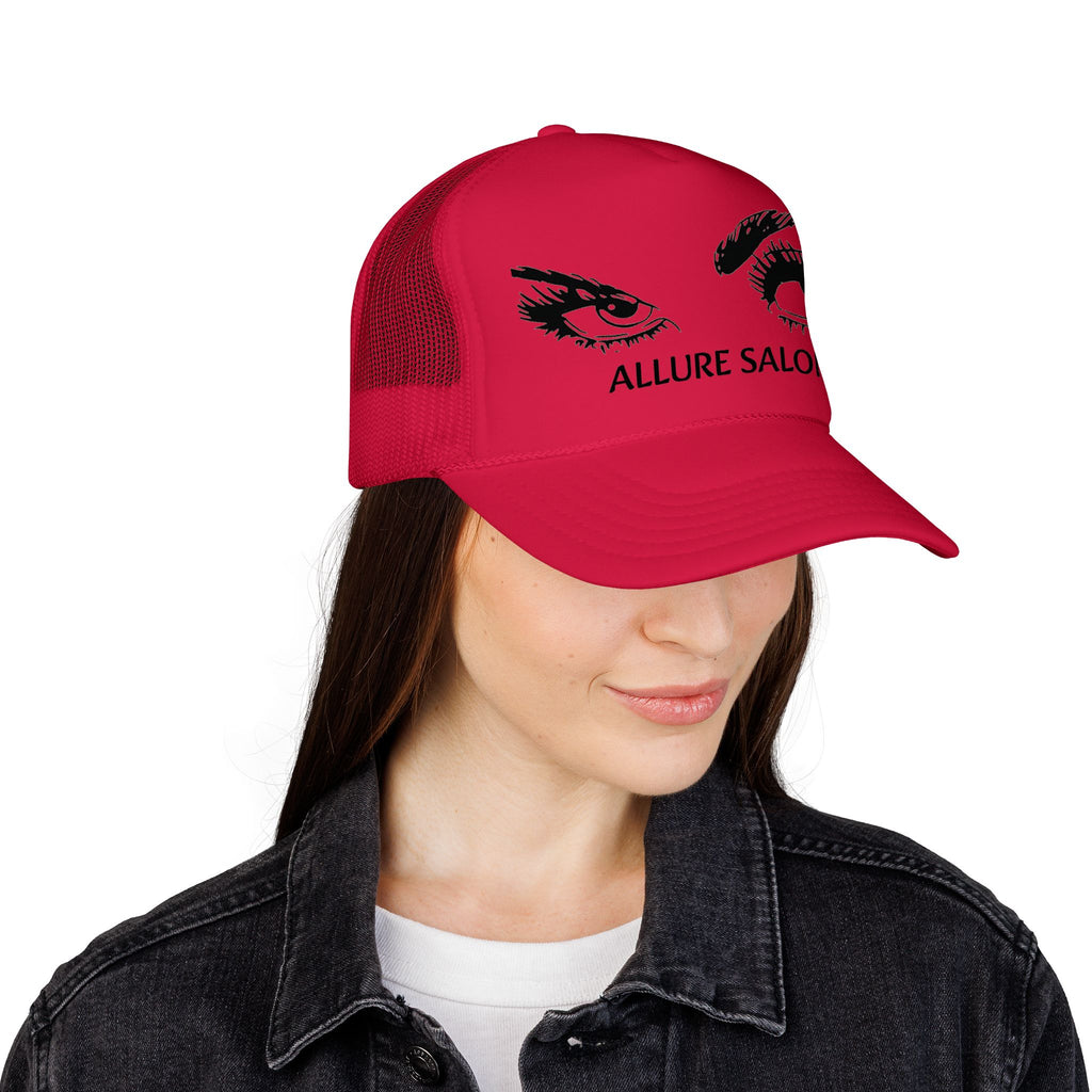 Allure Salon Trucker Hat — Embroidered Eye Logo Foam Cap