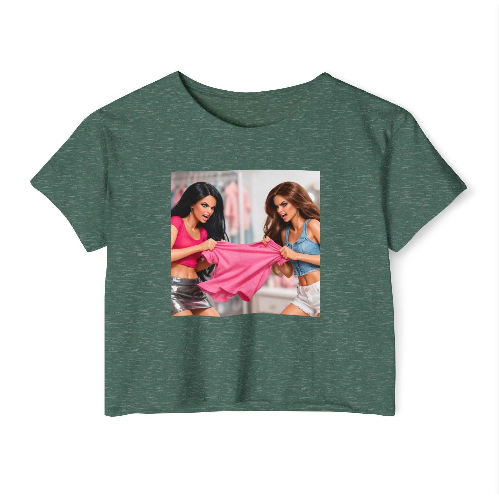 Festival Crop Top — Colorful Diva Tug-of-War Graphic