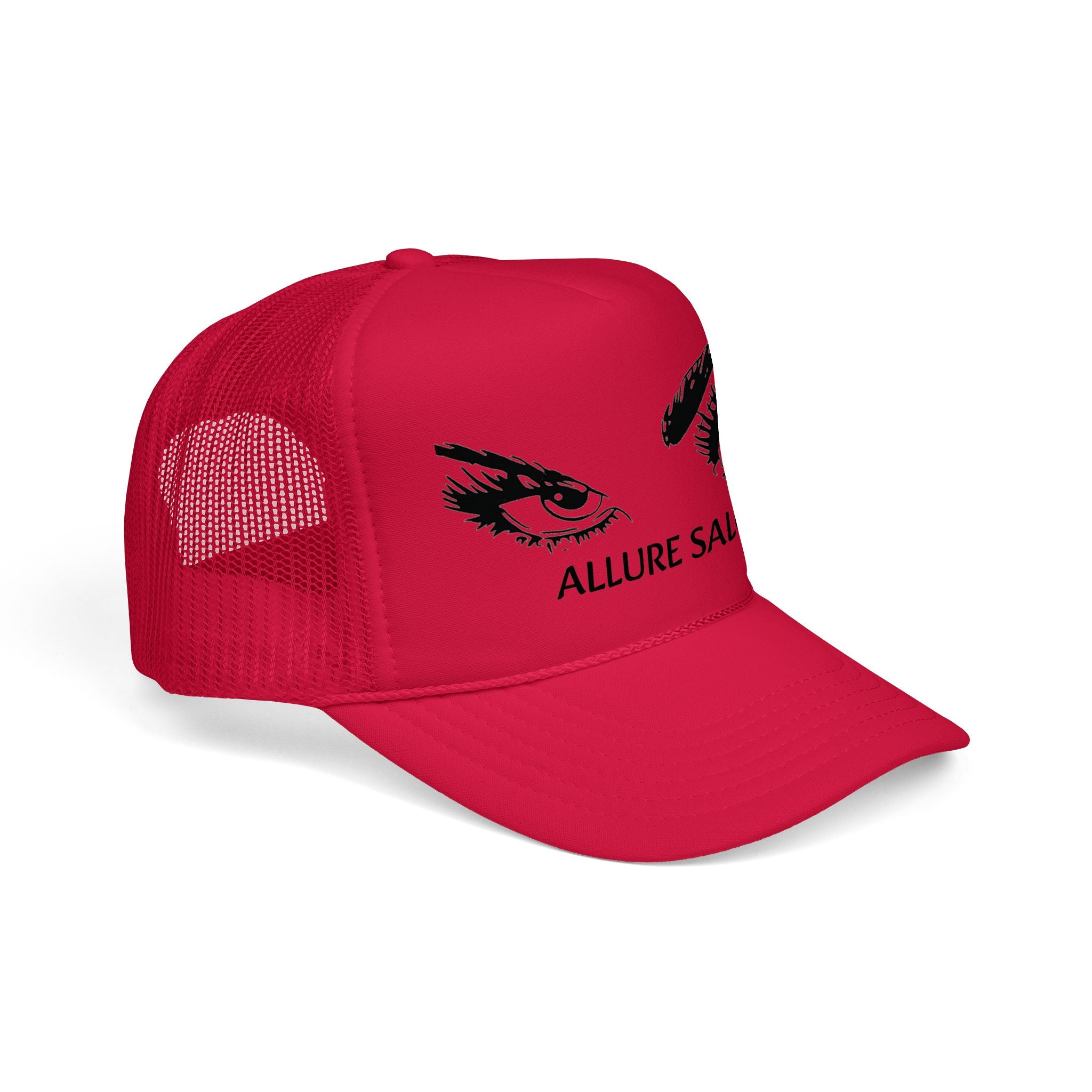 Allure Salon Trucker Hat — Embroidered Eye Logo Foam Cap