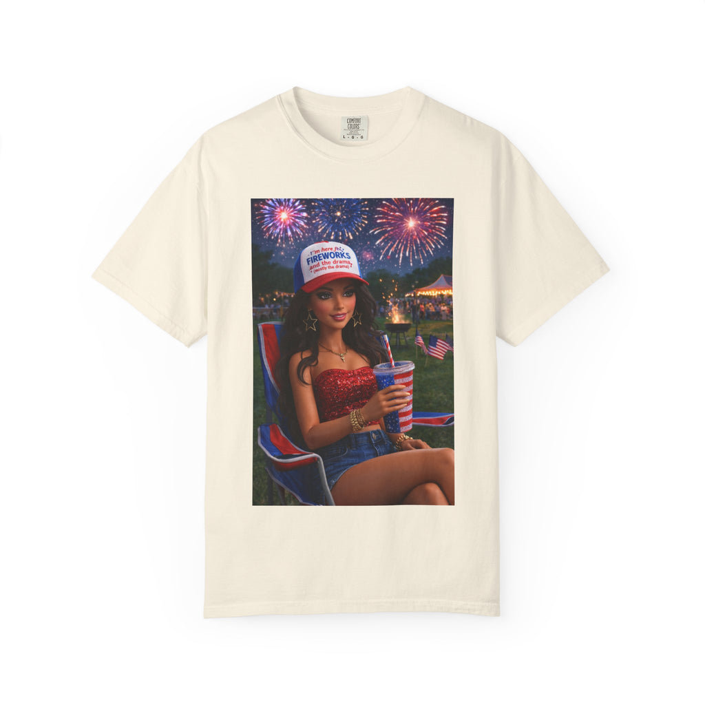 Independence Day Patriotic Graphic T-Shirt — 'Pretty Petty' Fireworks Design