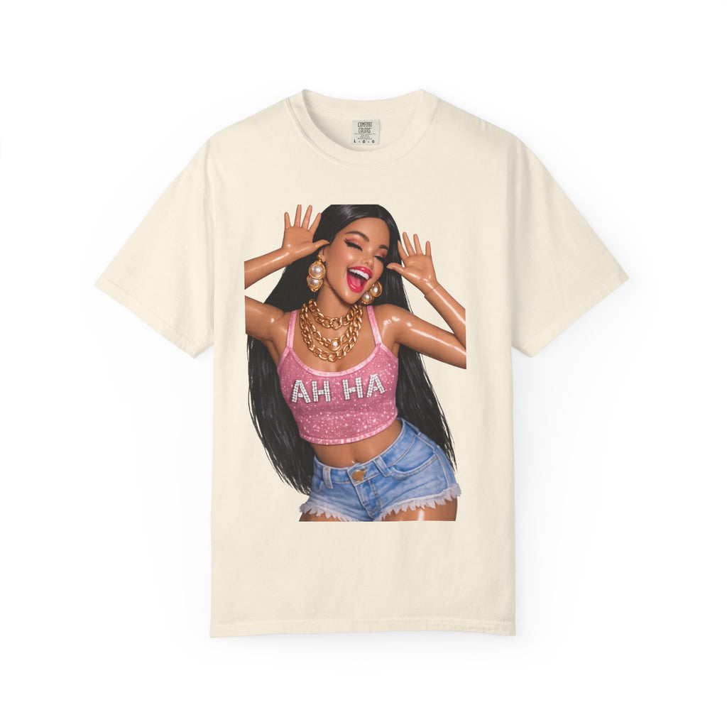 Graphic Tee — 'AH HA' Diva Illustration Crop Top Design