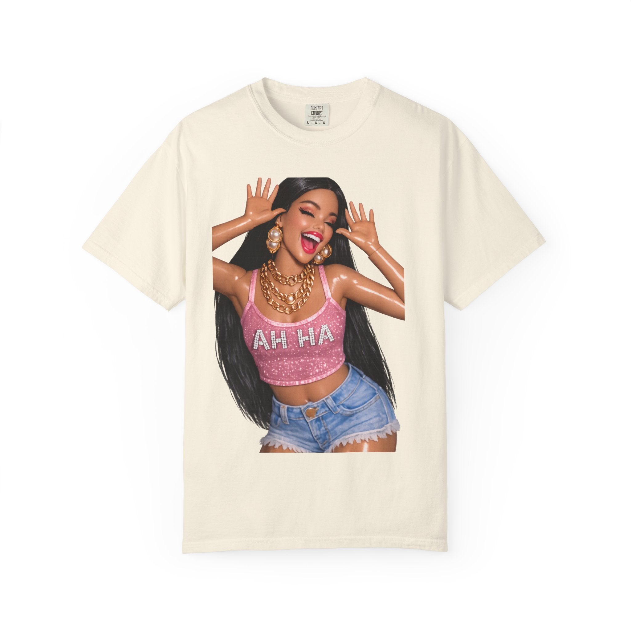 Graphic Tee — 'AH HA' Diva Illustration Crop Top Design