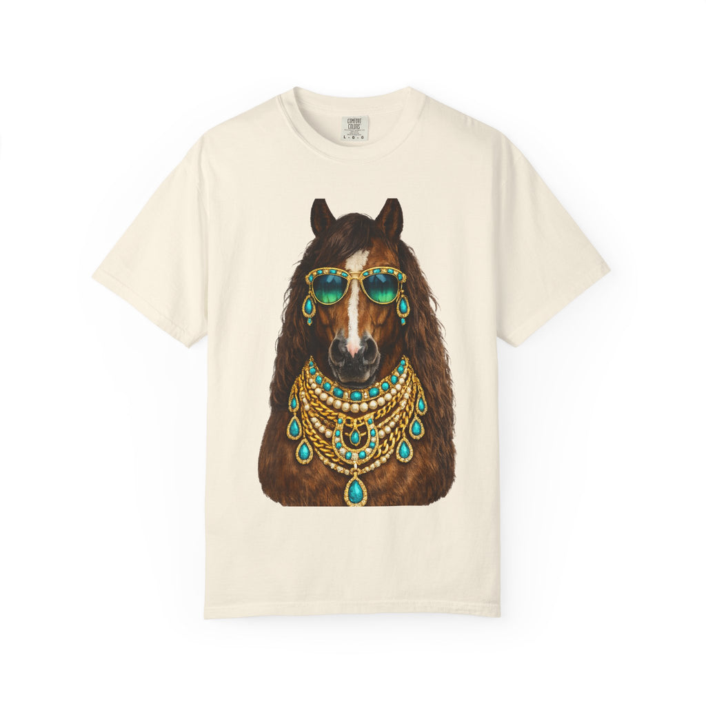 Boho Horse Graphic T-Shirt with Turquoise Jewelry Design