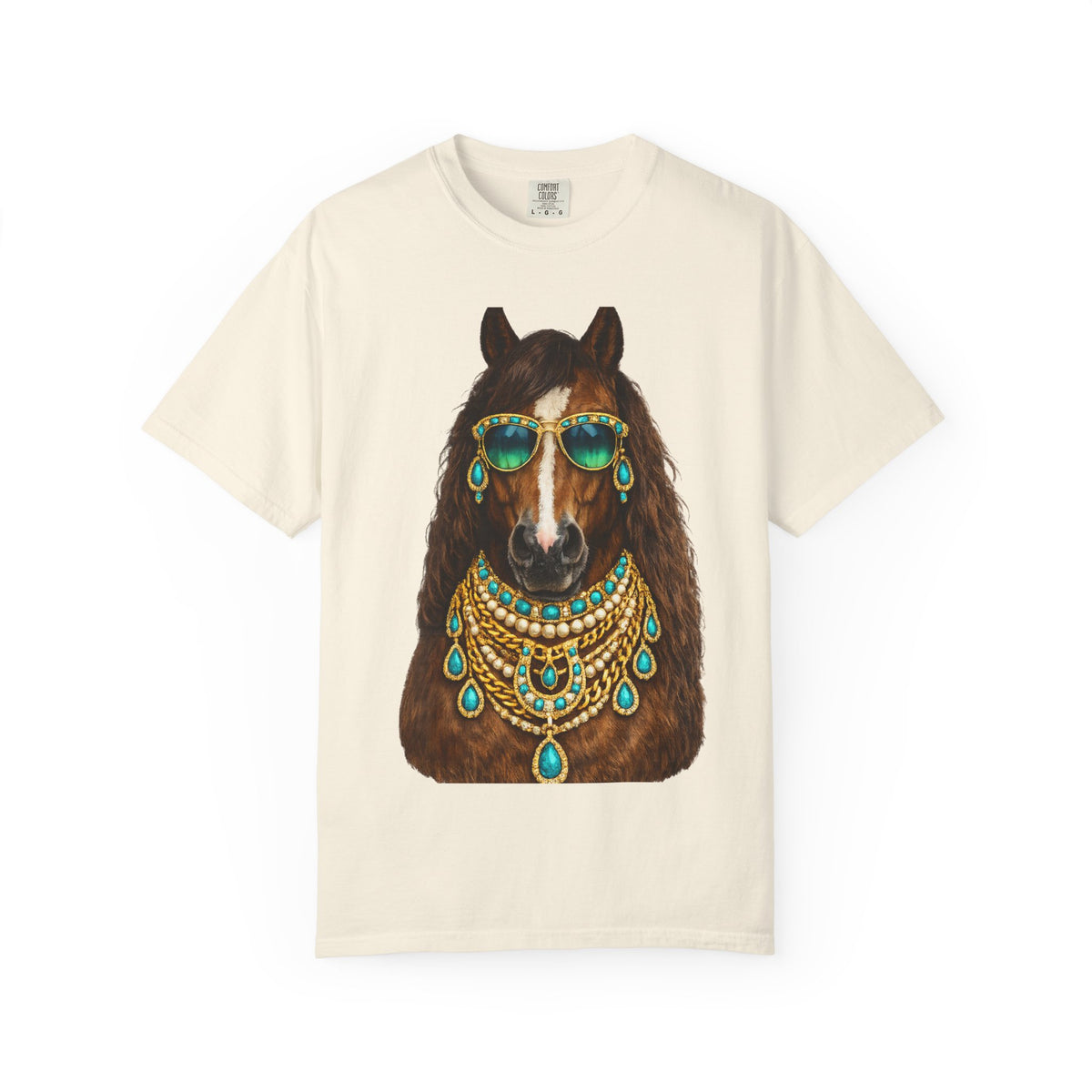 Boho Horse Graphic T-Shirt with Turquoise Jewelry Design